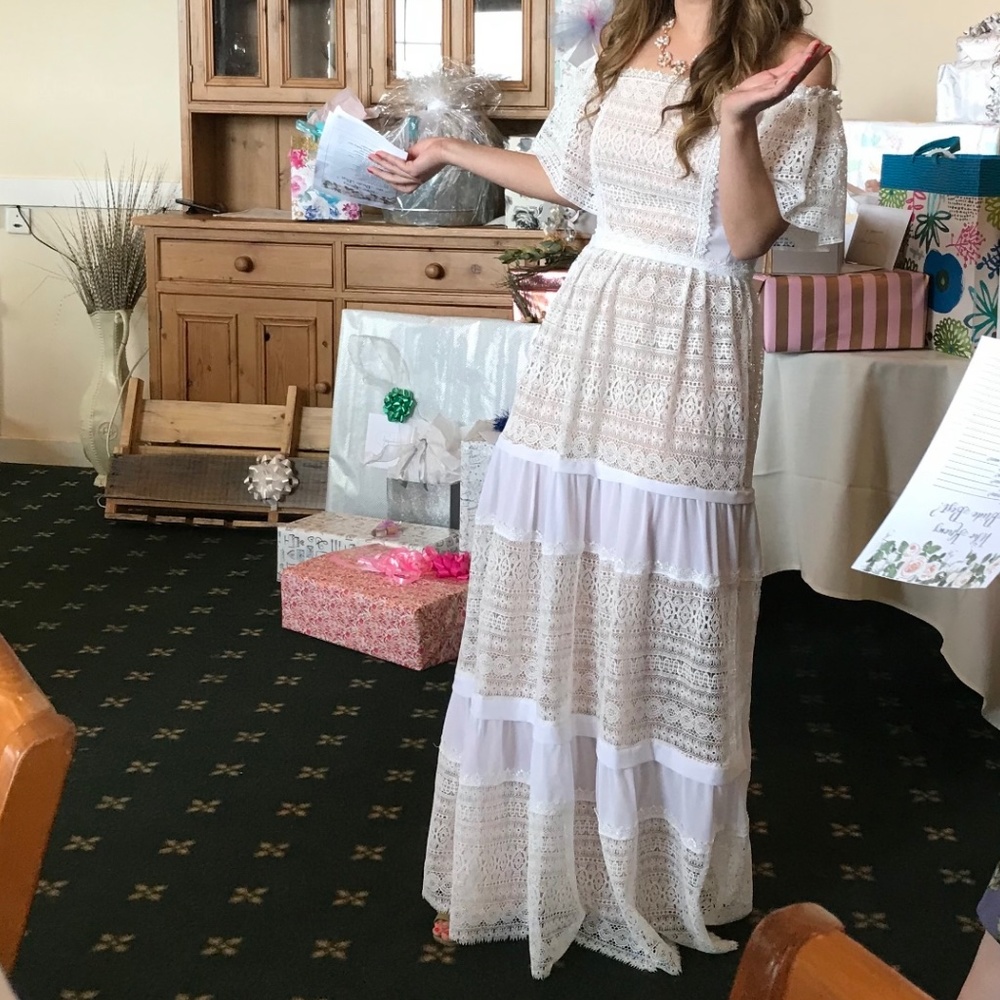 BHLDN Monique Lhuillier White Lace Dress, Size 0